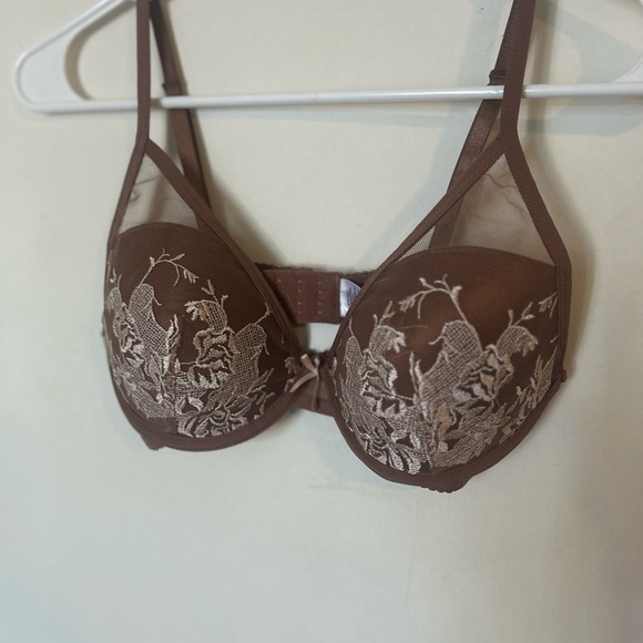 Sexy Wired Elegant Brown Lace Bra Size 34B - Picture 2 of 11